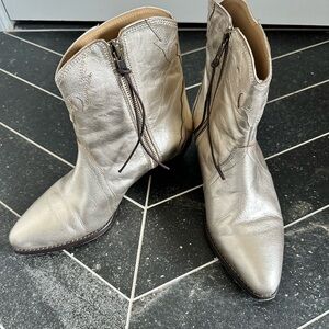 Women's Gold Western Ankle Boots